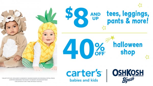 Carter's | OshKosh B'gosh $8 & up tees, leggings, pants & more! / 40% off Halloween shop