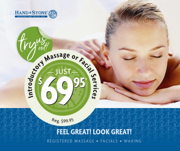 Hand & Stone Massage and Facial Spa Try a Massage or a Facial for Only $69.95!!!
